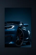 Blue Sports Car Neon Poster CR-001