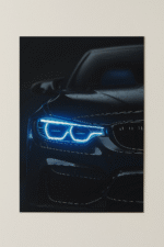 Black Car Neon Poster with Blue Headlights CR-002 - Image 2