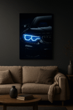 Black Car Neon Poster with Blue Headlights CR-002 - Image 3