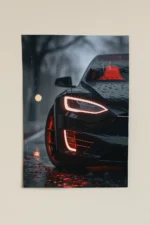 Black Car Neon Poster with Red Lights CR-012
