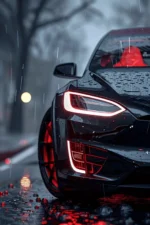 Black Car Neon Poster with Red Lights CR-012 - Image 4