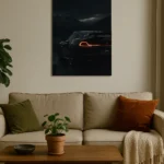 Black Muscle Car Neon Poster with Red Glow CR-016 - Image 3