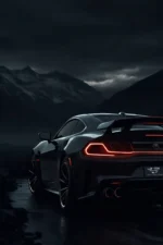 Black Muscle Car Neon Poster with Red Glow CR-016 - Image 4