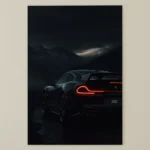 Black Muscle Car Neon Poster with Red Glow CR-016 - Image 2