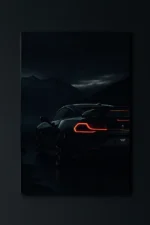 Black Muscle Car Neon Poster with Red Glow CR-016