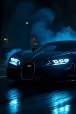 Luxury Black Car Neon Poster with Blue Glow CR-014 - Image 5