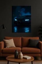 Luxury Black Car Neon Poster with Blue Glow CR-014 - Image 3