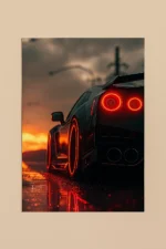 Nissan GT-R Neon Poster with Red Glow CR-011 - Image 2